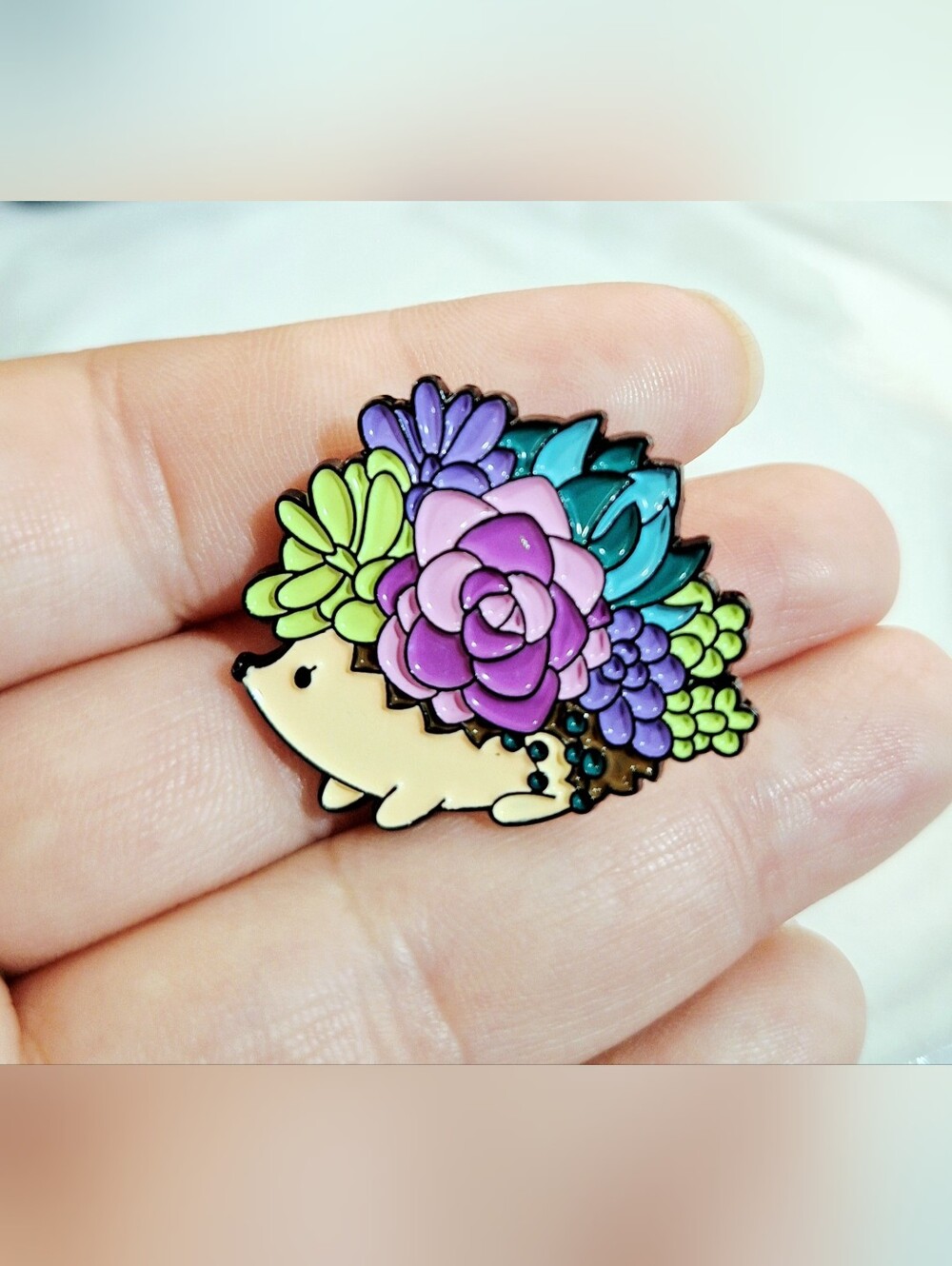 Hedgehog Succulent Enamel Pin